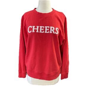 Lilly‎ Pulitzer Cheers Beaded Sweatshirt Sz S Red Christmas Holiday Valentines